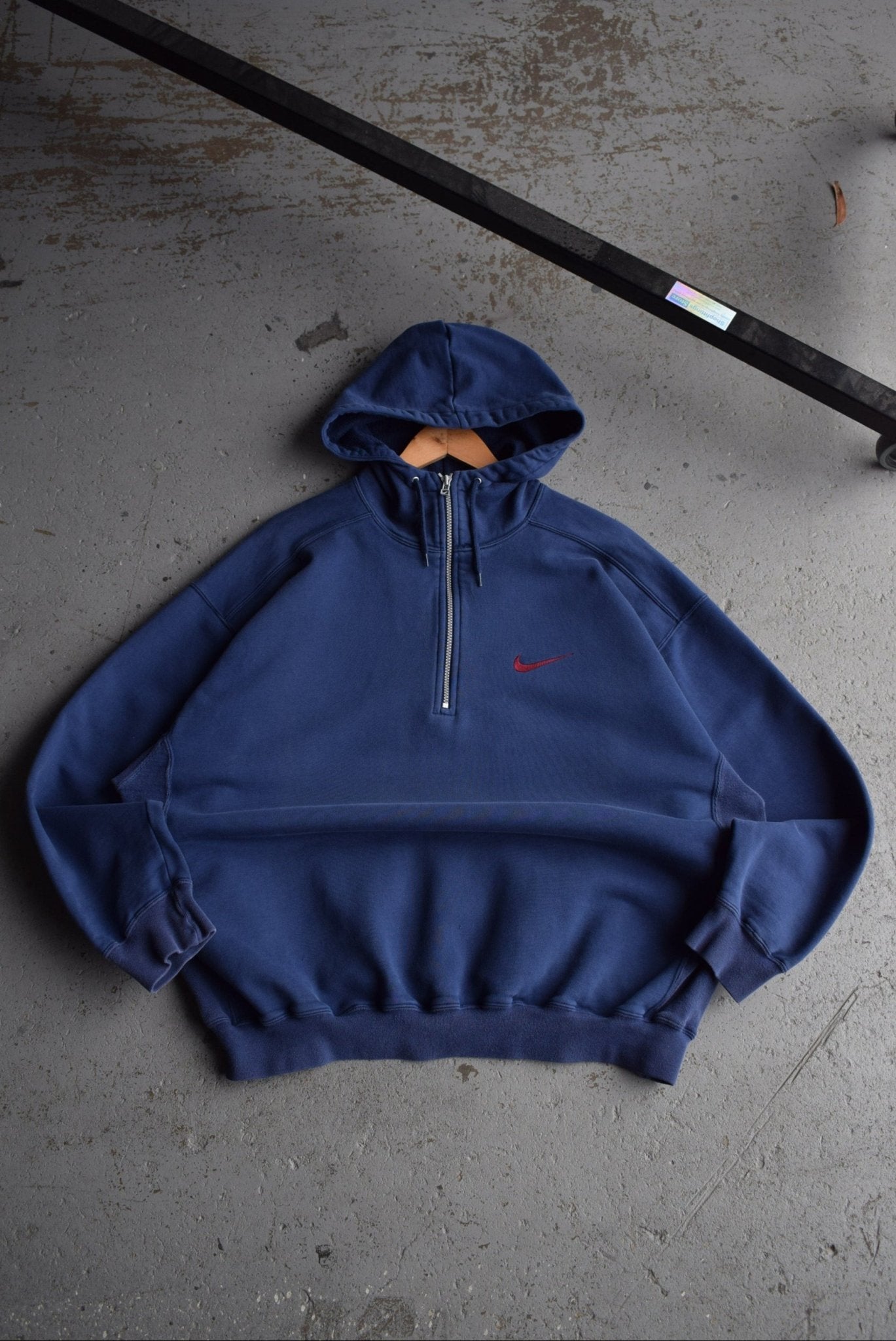 *Rare* Vintage 90s Nike Classic Logo Embroidered Quarter Zip Hoodie (XL) - Retrospective Store