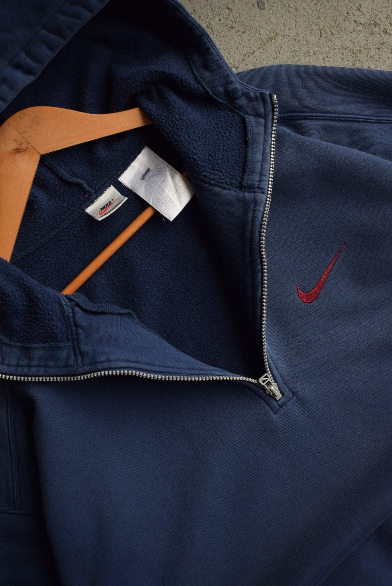 *Rare* Vintage 90s Nike Classic Logo Embroidered Quarter Zip Hoodie (XL) - Retrospective Store