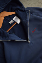 *Rare* Vintage 90s Nike Classic Logo Embroidered Quarter Zip Hoodie (XL) - Retrospective Store