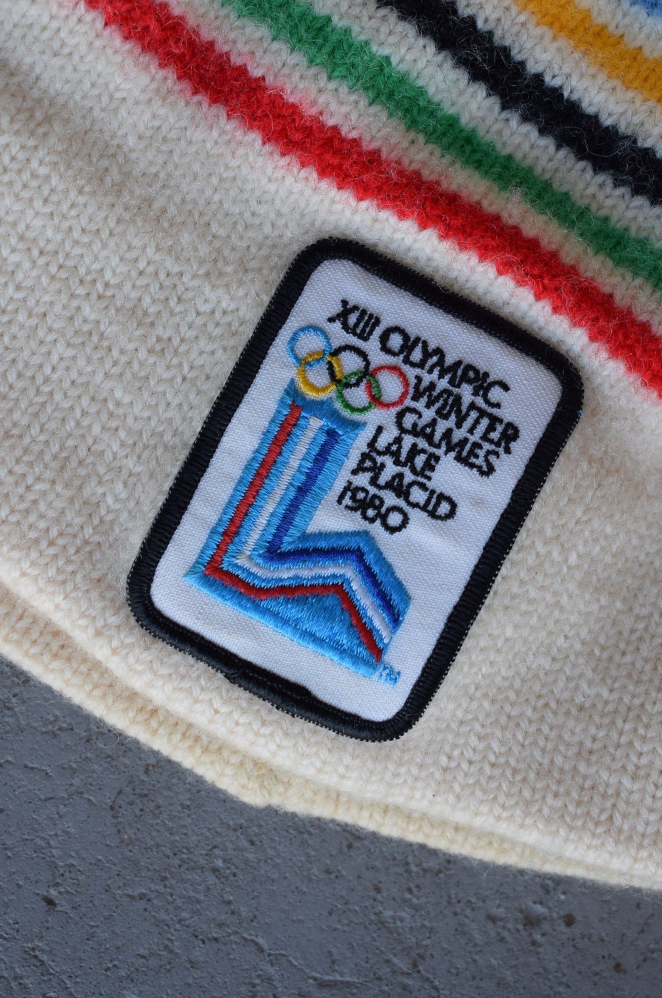 80s US Winter Games Lake Placid 1980 fashion Winter Knit Beanie Ski Bobble Hat