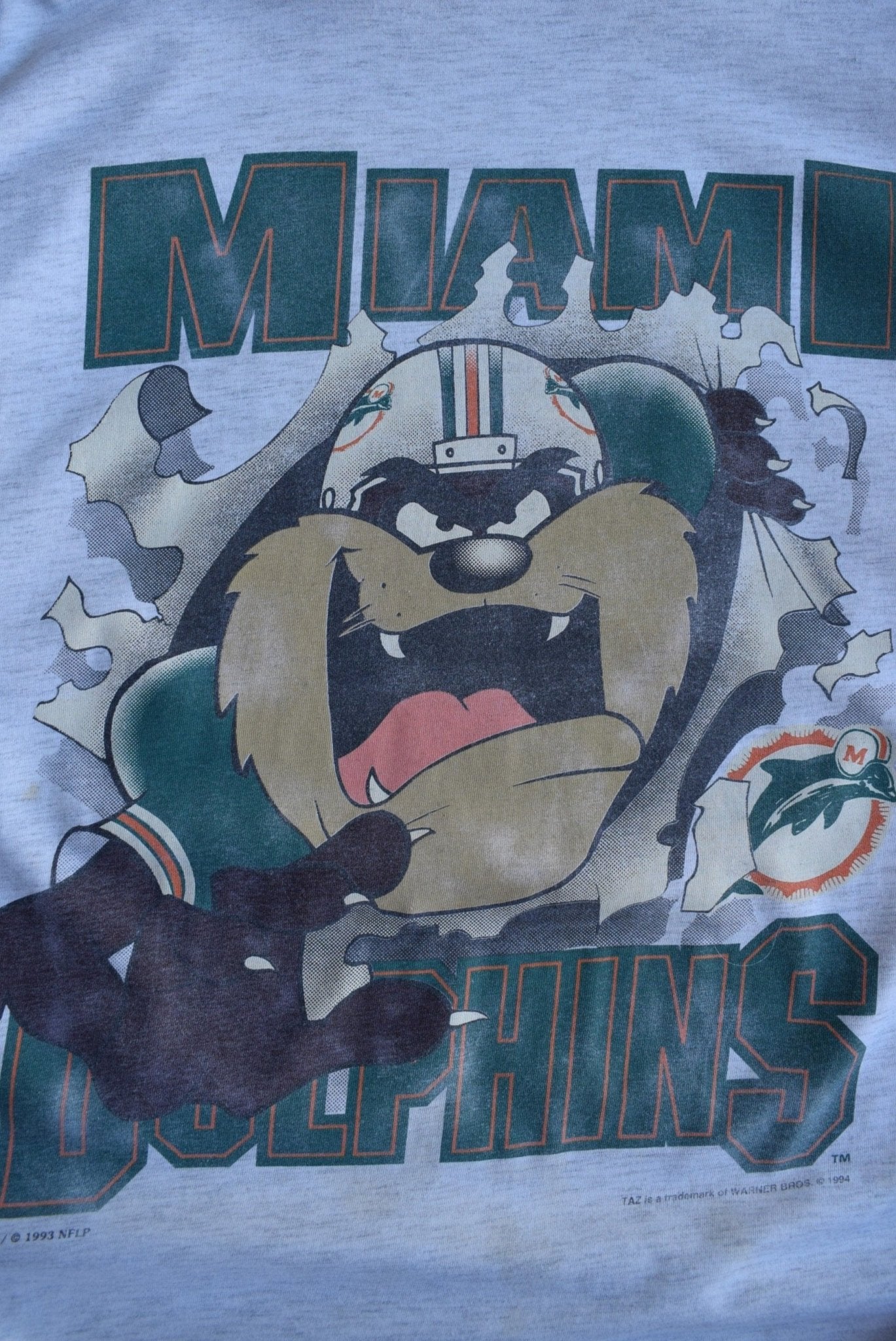 Vintage 1994 NFL Miami Dolphins x Warner Bros. Taz Tee (XL) - Retrospective Store