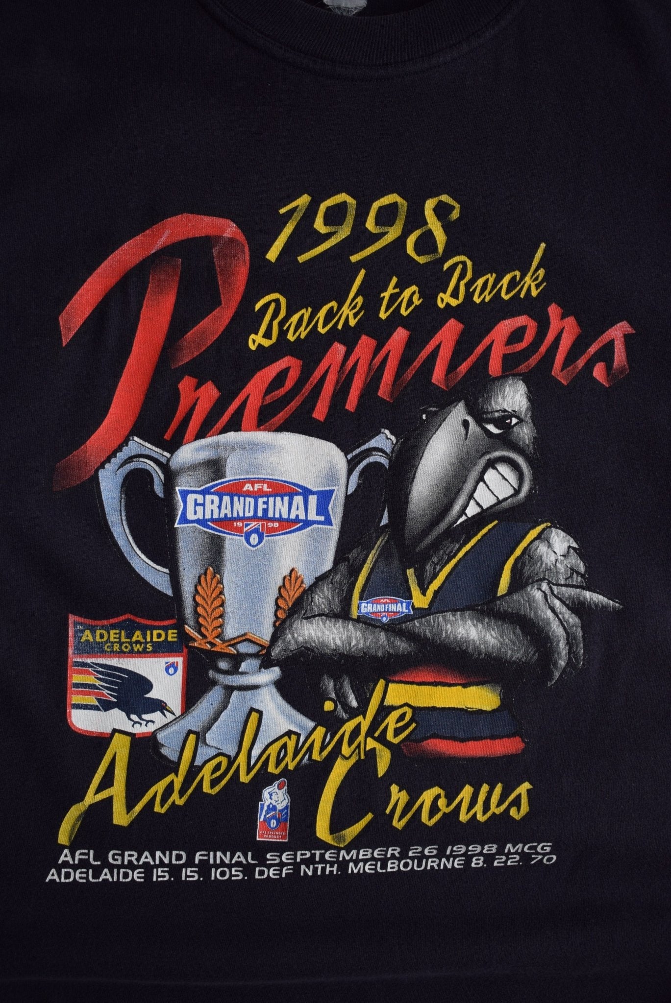 Vintage 1998 AFL Adelaide Crows Back - to - back Champions Tee (L) - Retrospective Store