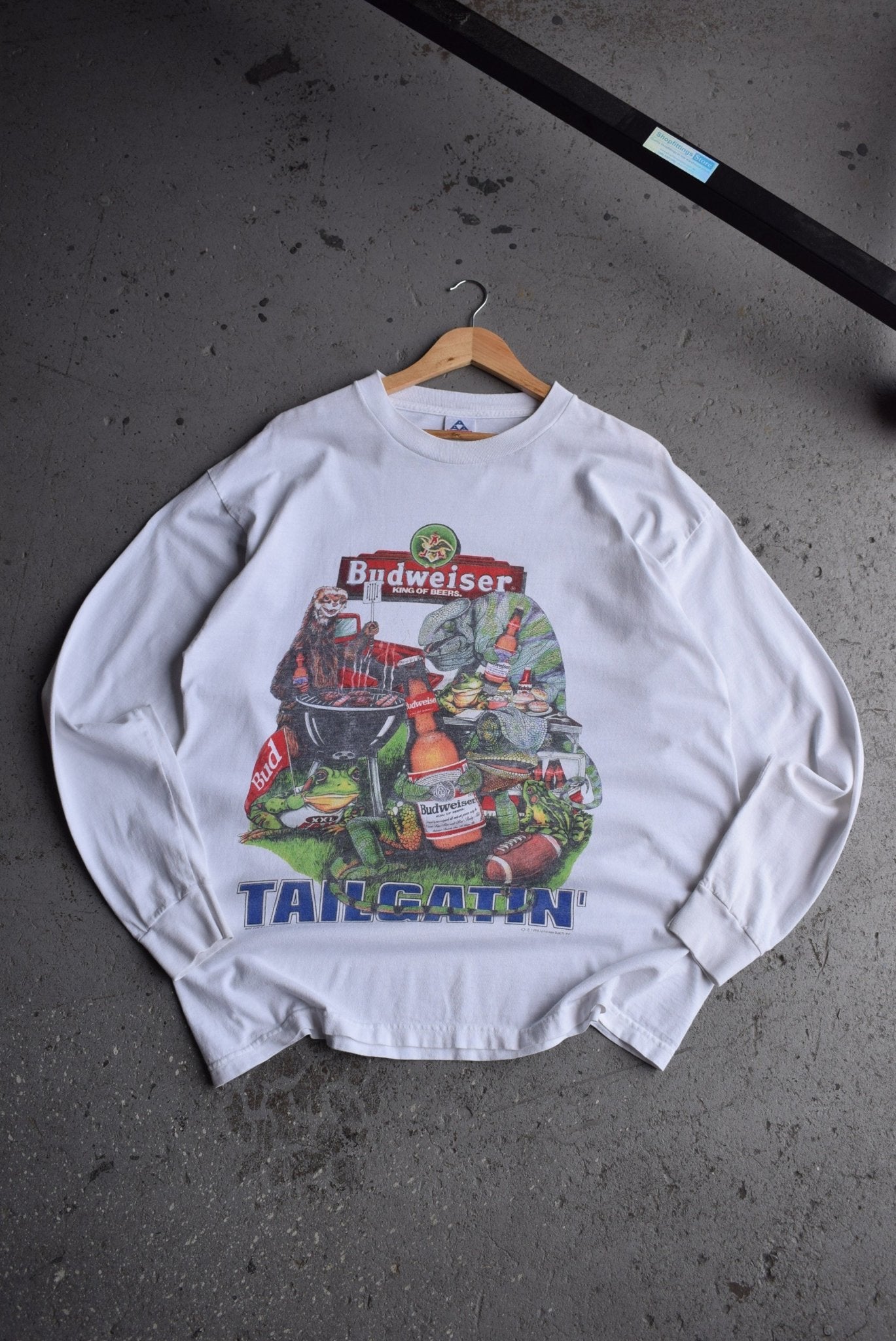 Vintage 1998 Budweiser Tailgatin' Long Sleeve Tee (XL) - Retrospective Store