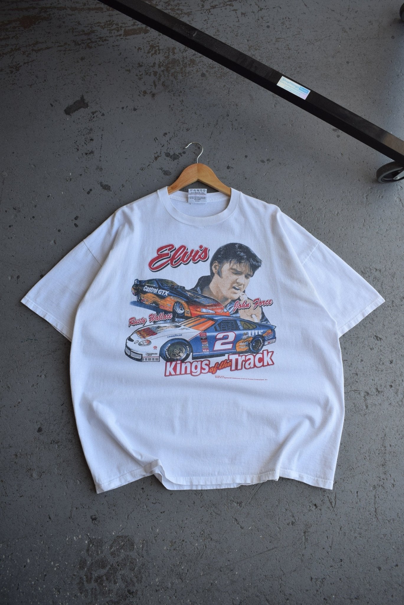 Vintage 1998 NASCAR Elvis 'King of the Track' Tee (XL/XXL) - Retrospective Store