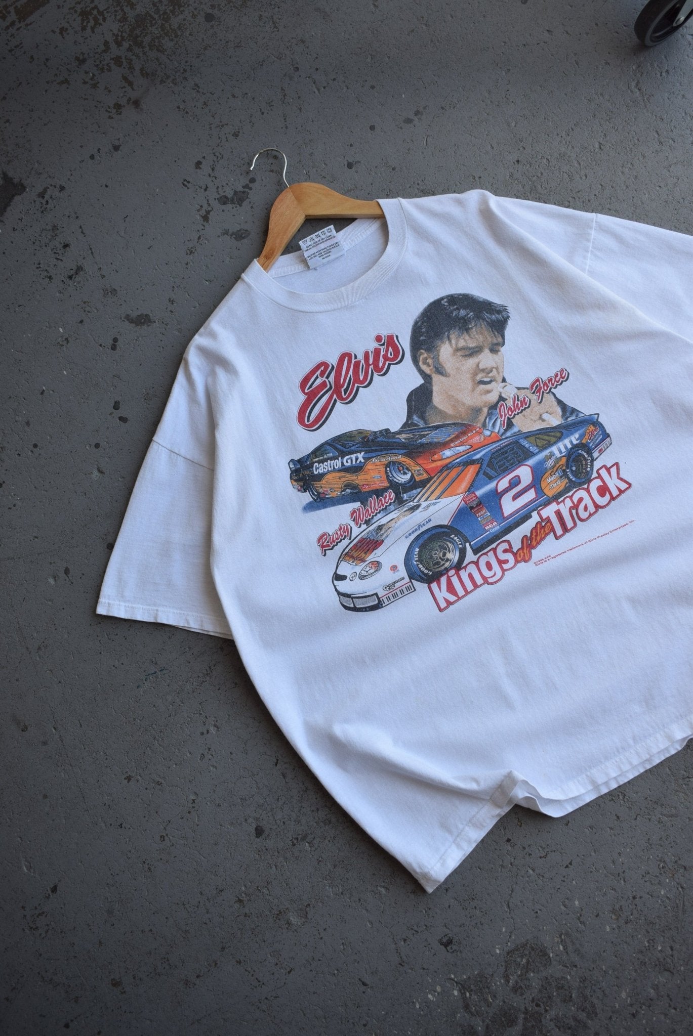 Vintage 1998 NASCAR Elvis 'King of the Track' Tee (XL/XXL) - Retrospective Store