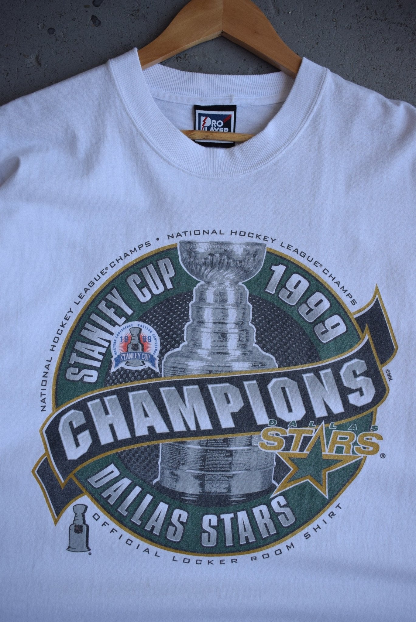 Vintage 1999 Pro - Player x NHL Dallas Stars Champions Tee (XL) - Retrospective Store