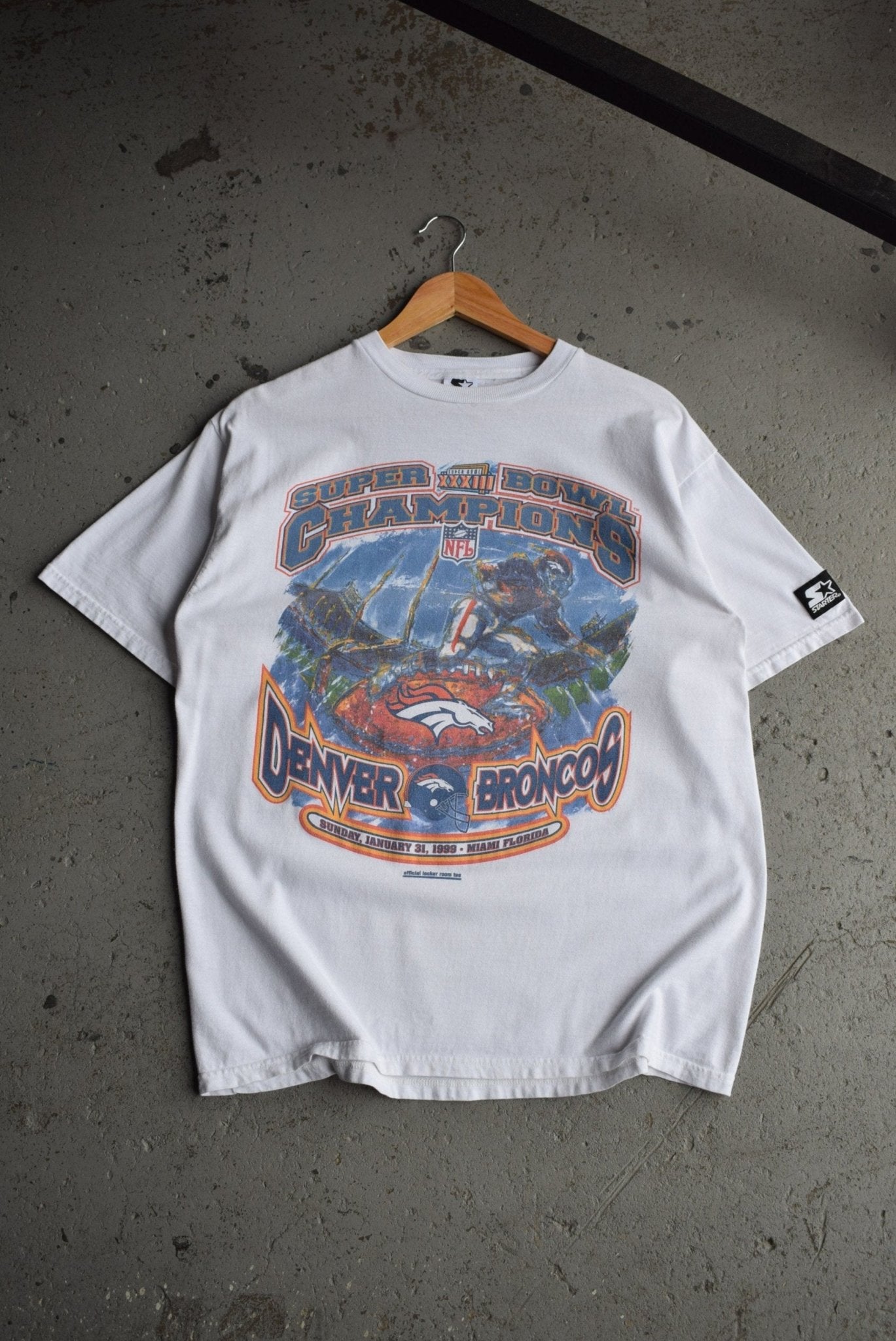 Vintage 1999 Starter x NFL Denver Broncos Superbowl Champions Tee (L) - Retrospective Store