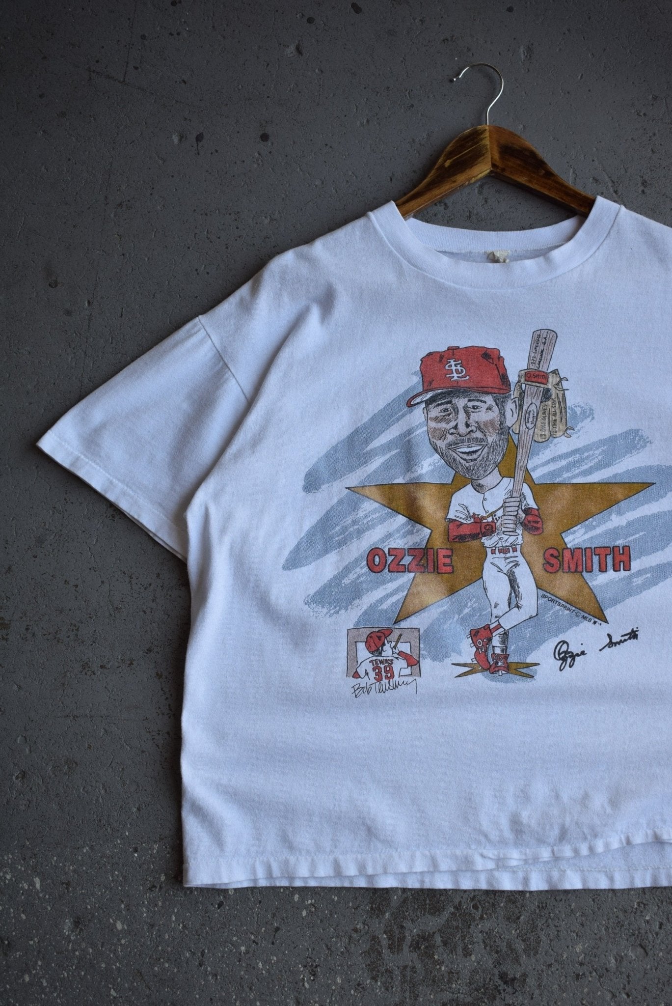 Vintage 80s MLB St. Louis Cardinals Ozzie Smith Caricature Tee (S/M) - Retrospective Store