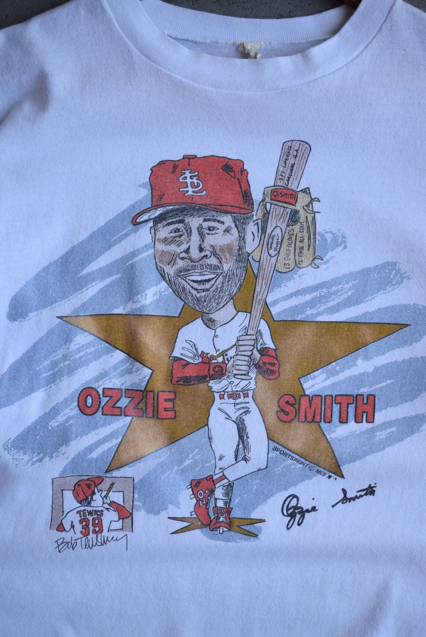 Vintage 80s MLB St. Louis Cardinals Ozzie Smith Caricature Tee (S/M) - Retrospective Store