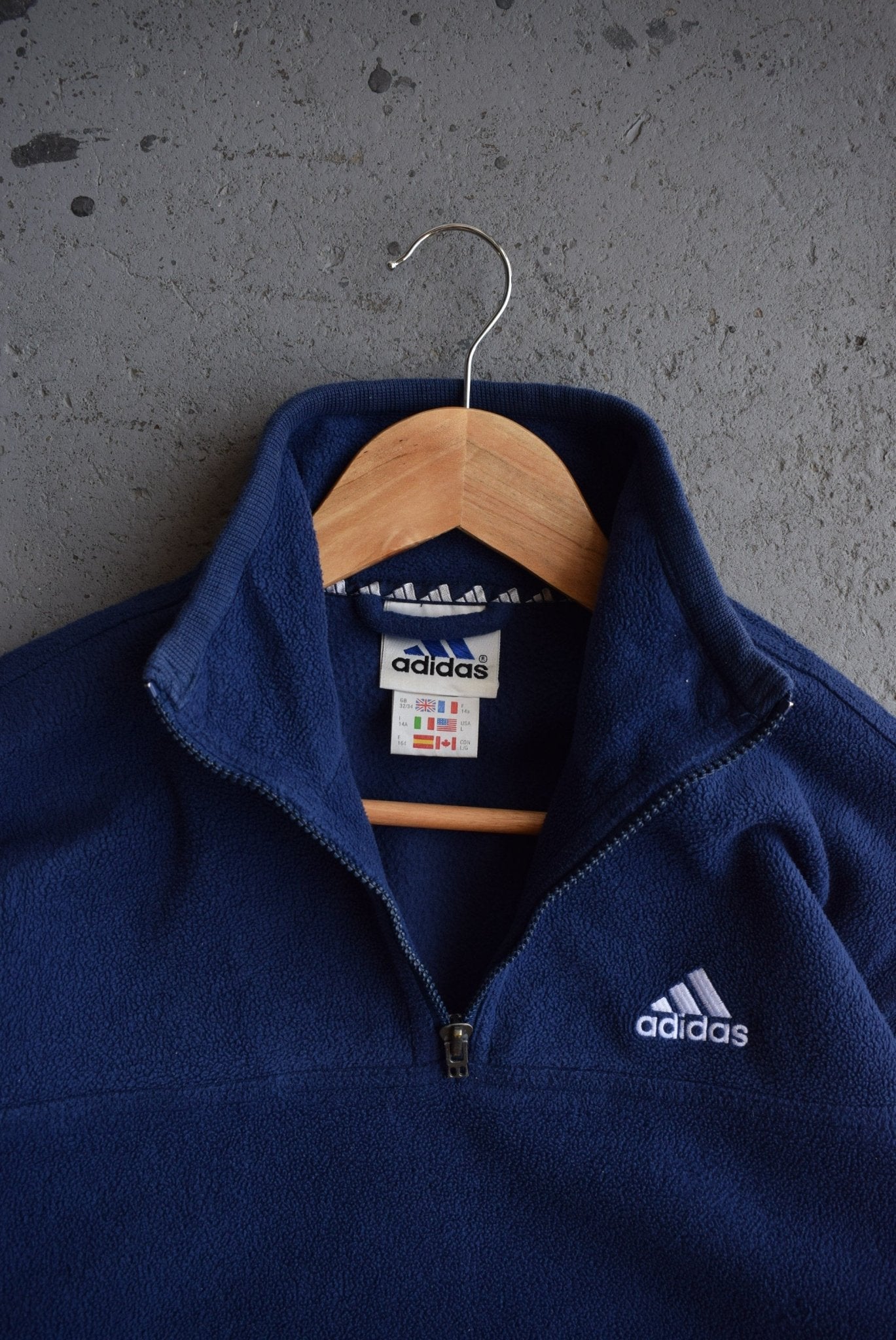 Vintage 90s Adidas Classic Logo Embroidered Quarter Zip Fleece (M) - Retrospective Store