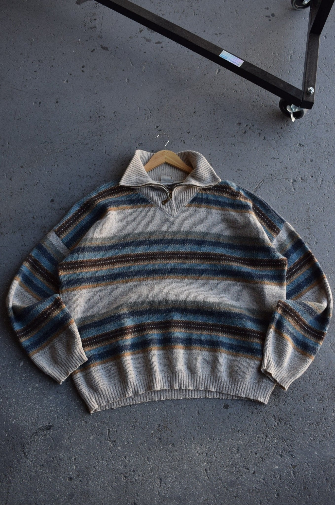 Vintage 90s 'Augelo Li Grico' Knitted Quarter Zip Sweater (XL) - Retrospective Store