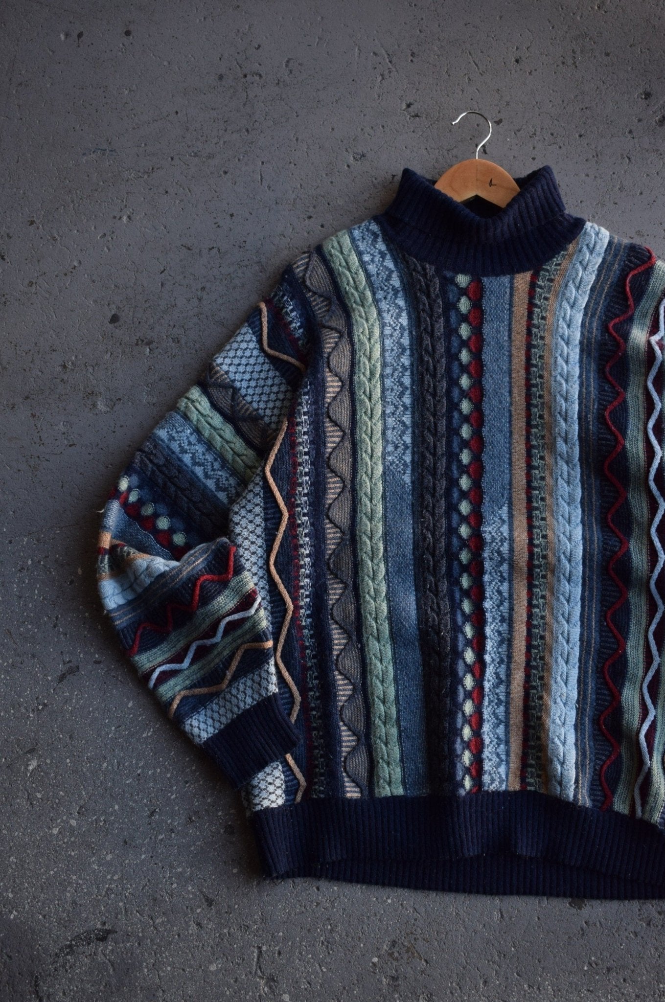 Vintage 90s 'Coogi Style' Knitted Turtleneck Sweater (XL) - Retrospective Store