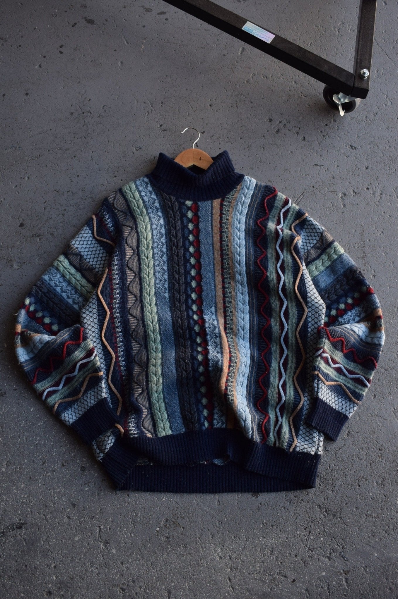 Vintage 90s Coogi Style Knitted Turtleneck Sweater XL Retrospective Store