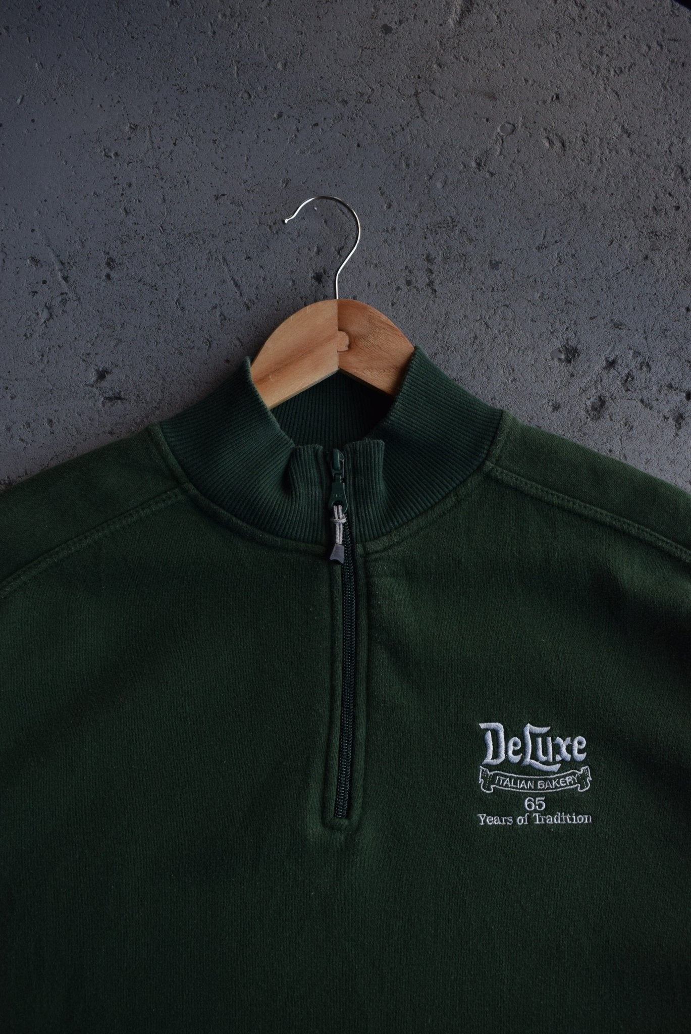 Vintage 90s DeLuxe Italian Bakery Embroidered Quarter Zip (XXL) - Retrospective Store