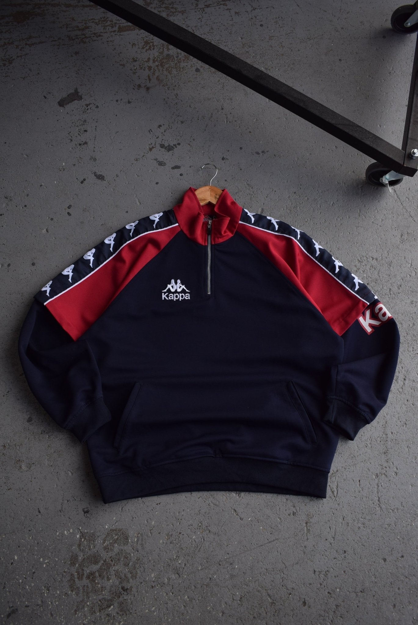 Vintage 90s Kappa Embroidered Spellout Quarter Zip (XL) - Retrospective Store