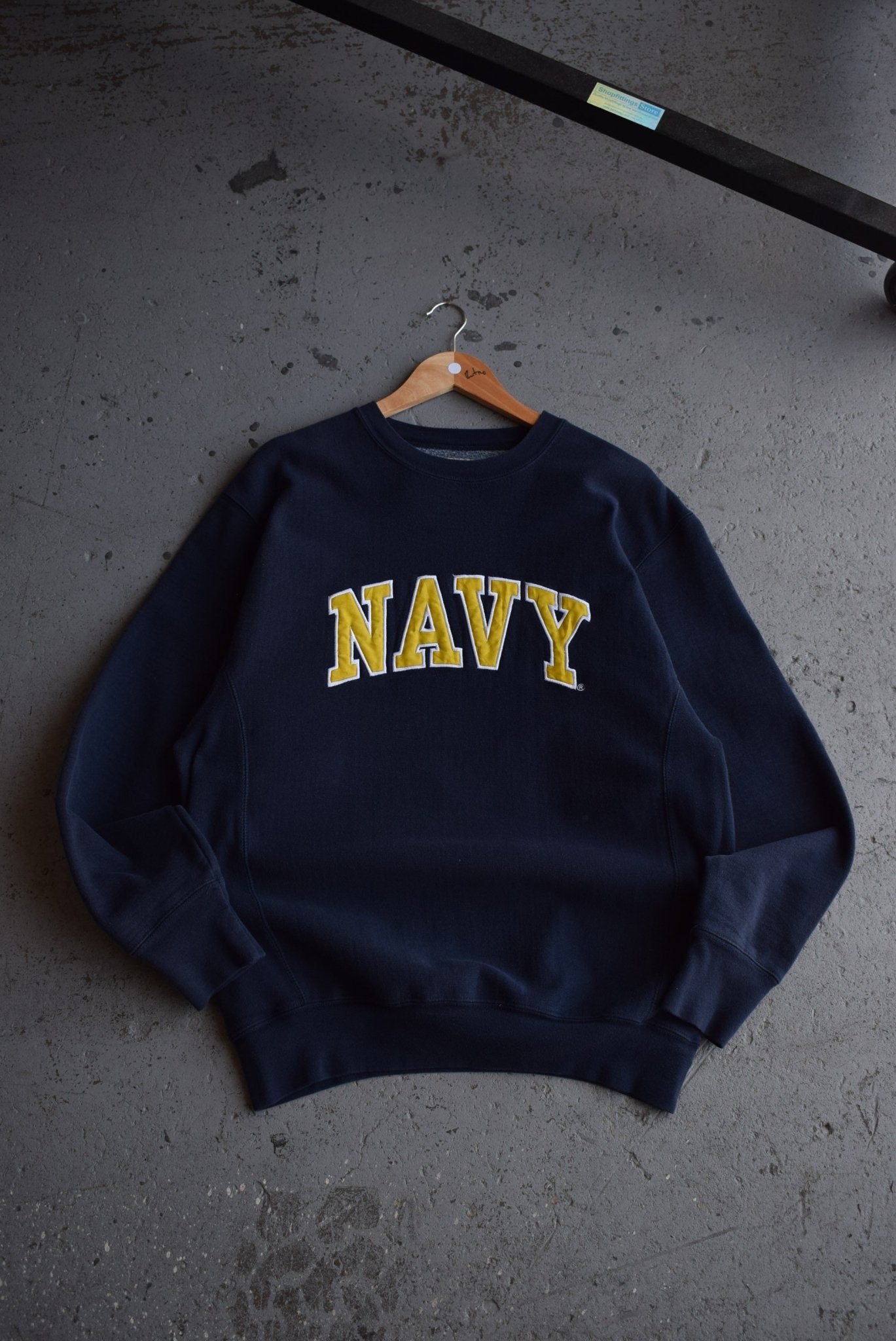 Vintage 90s Naval Academy Athletics Embroidered Crewneck (M) - Retrospective Store