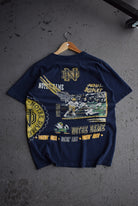 Vintage 90s Salem x University of Notre Dame Fightin' Irish All Over Print Tee (L) - Retrospective Store