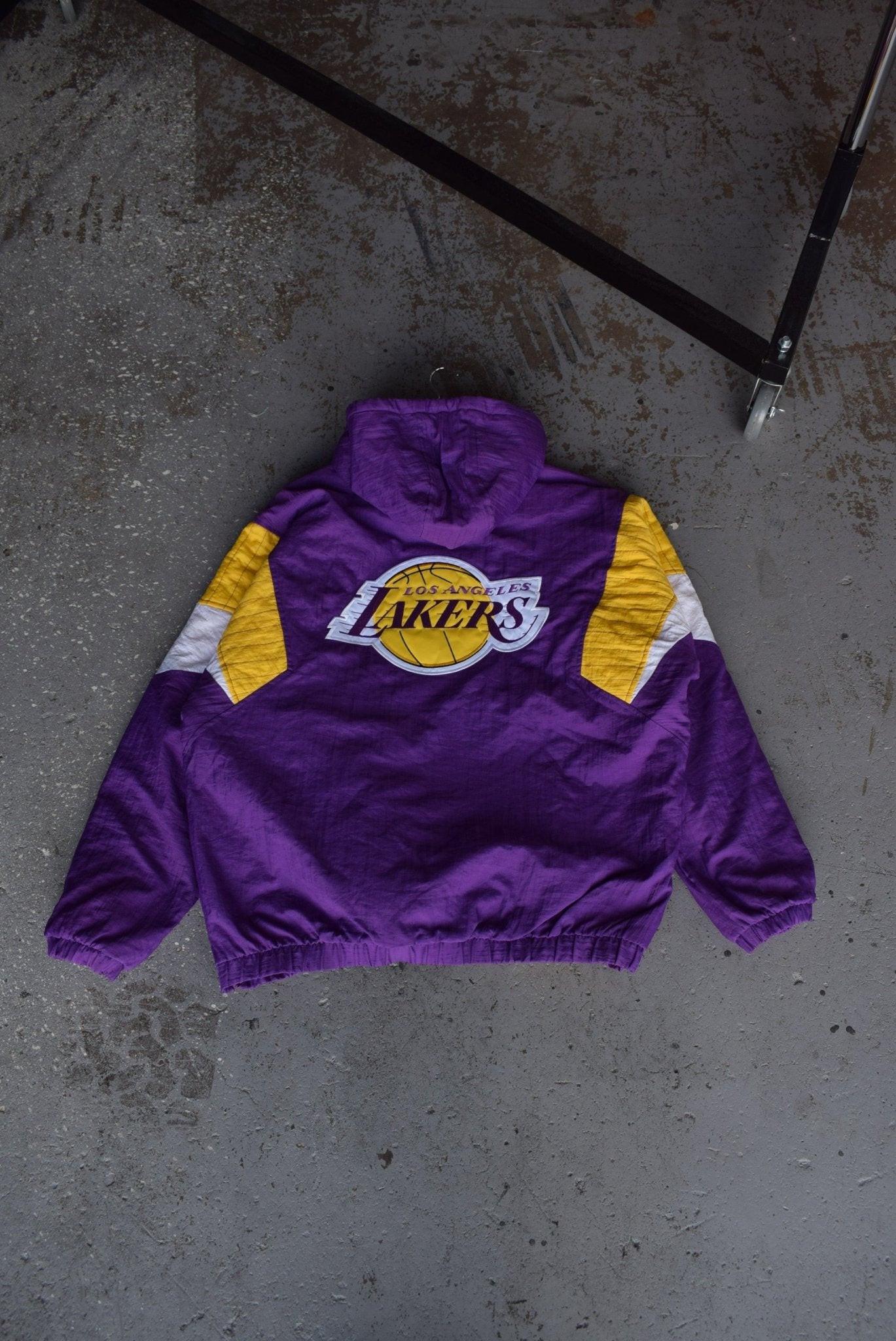 Vintage 90s Starter x NBA Los Angeles Lakers Quarter Zip Puffer Jacket (XXL) - Retrospective Store