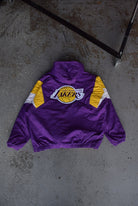 Vintage 90s Starter x NBA Los Angeles Lakers Quarter Zip Puffer Jacket (XXL) - Retrospective Store