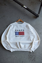 Vintage Chaps Ralph Lauren Embroidered Spellout Crewneck (L) - Retrospective Store