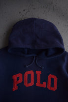 Vintage Polo Ralph Lauren Embroidered Spellout Fleece Hoodie (L) - Retrospective Store