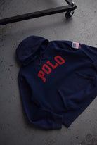 Vintage Polo Ralph Lauren Embroidered Spellout Fleece Hoodie (L) - Retrospective Store