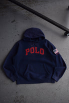 Vintage Polo Ralph Lauren Embroidered Spellout Fleece Hoodie (L) - Retrospective Store