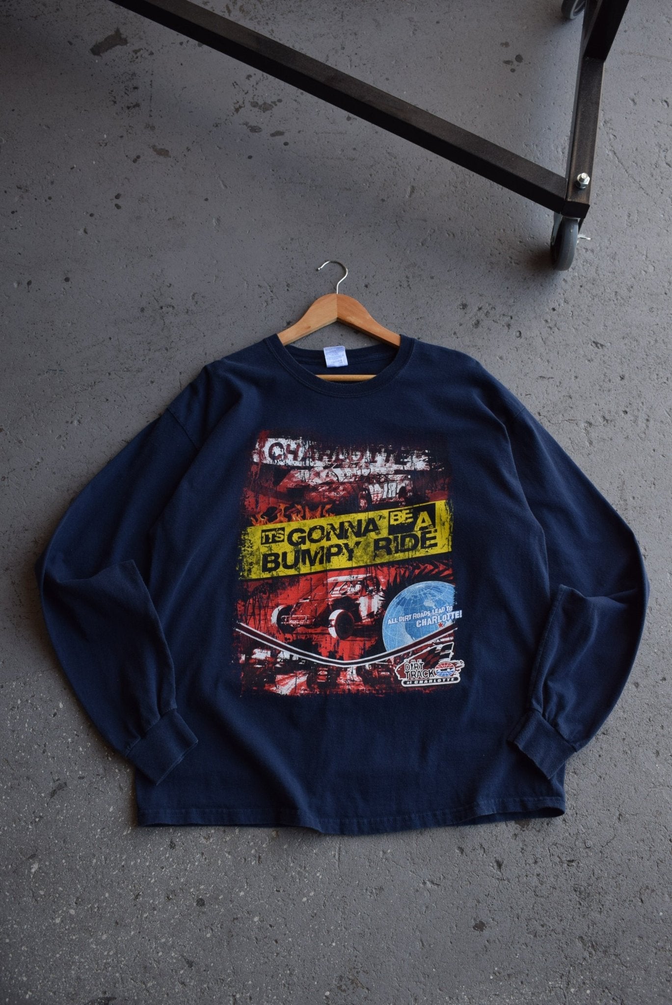 Vintage The Dirt Track At Charlotte Racing Long Sleeve Tee (XL) - Retrospective Store