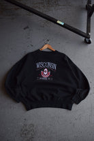 Vintage University of Wisconsin Badgers Embroidered Crewneck (L/XL) - Retrospective Store